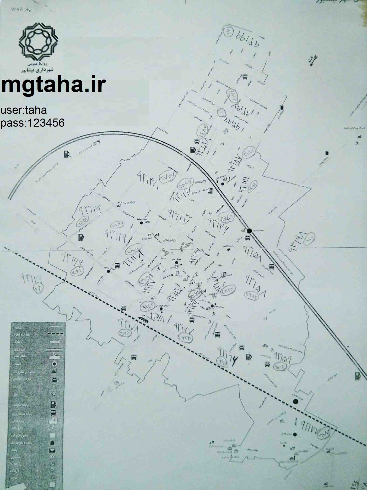 نقشه کد پستی نیشابور